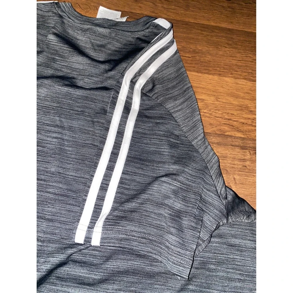 Adidas Men's Soccer T-Shirt Gray 3 Stripe Activewear‎ Training Shirt Men's Large